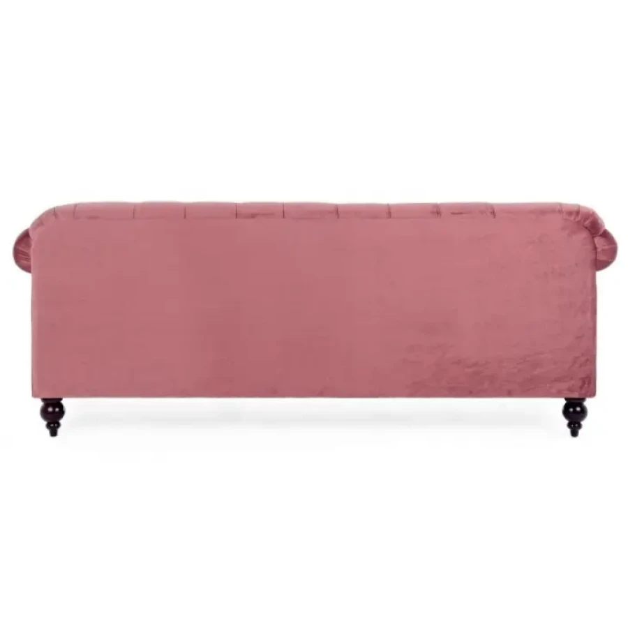 Kavč 3P BLOSSOM roza ima konstrukcijo iz lesa, prevleko iz poliestra ki oddaja žametni učinek. Material: - Les - Poliester Barva: - Črne noge - Roza