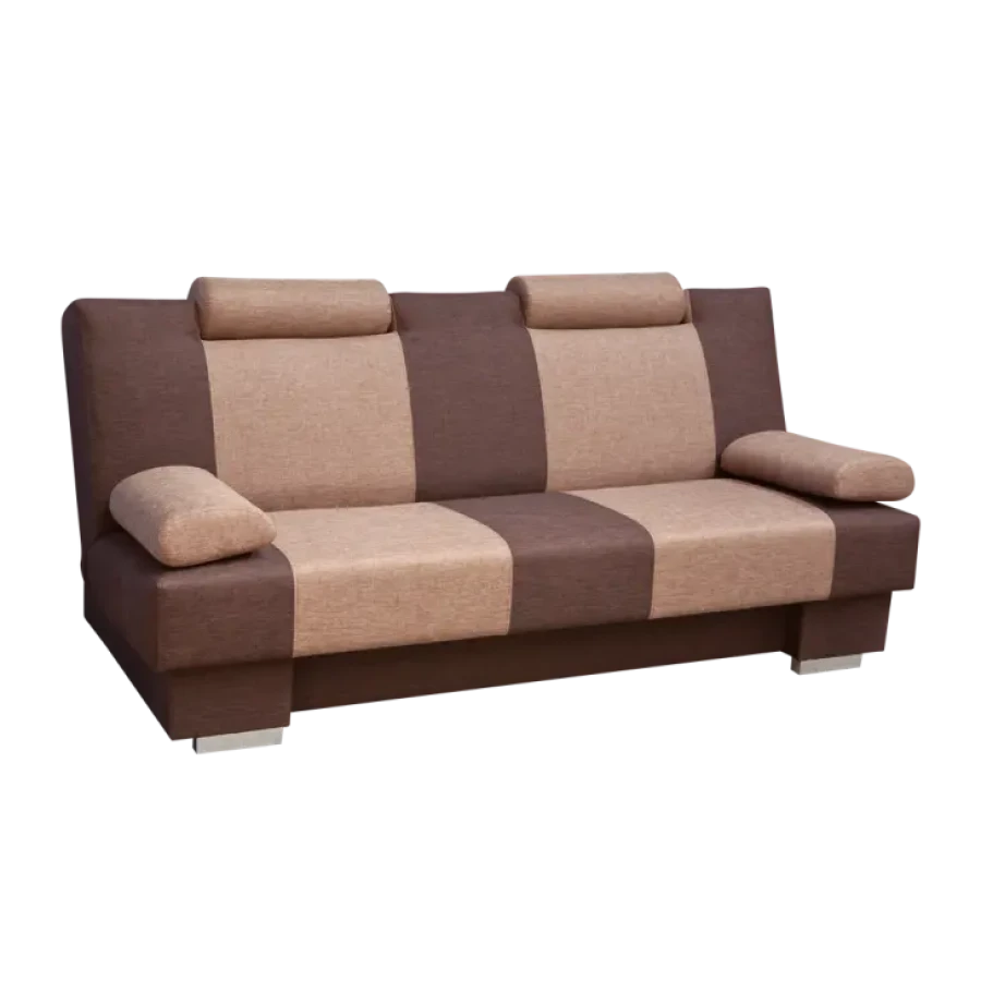 Kavč CHANDLER je praktičen kavč z možnostjo raztega. Na voljo je v štirih barvnih kombinacijah. Material: - Ogrodje: les, kromirane noge - Oblazinjenje: