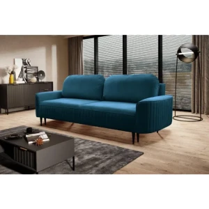 Kavč ENA je moderen in eleganten kavč z lepimi, okrasnimi šivi, ki bo zagotovo krasil marsikatero dnevno sobo. Tanke, črne noge, udobne blazine za hrbet,