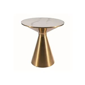 Klubska miza ARIEN je modernega dizajna. Mizna plošča je narejena iz keramike v videzu marmorja, bele barve. Mizno podnožje je narejeno iz kovine v barvi