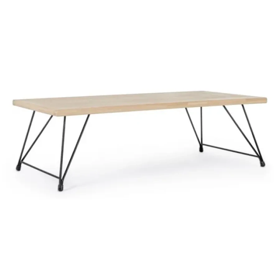 Klubska miza DISTRICT je sestavljena iz kovinskih nog in lesene mizne plošče. Dimenzije: širina: 120cm globina: 60cm višina: 36cm