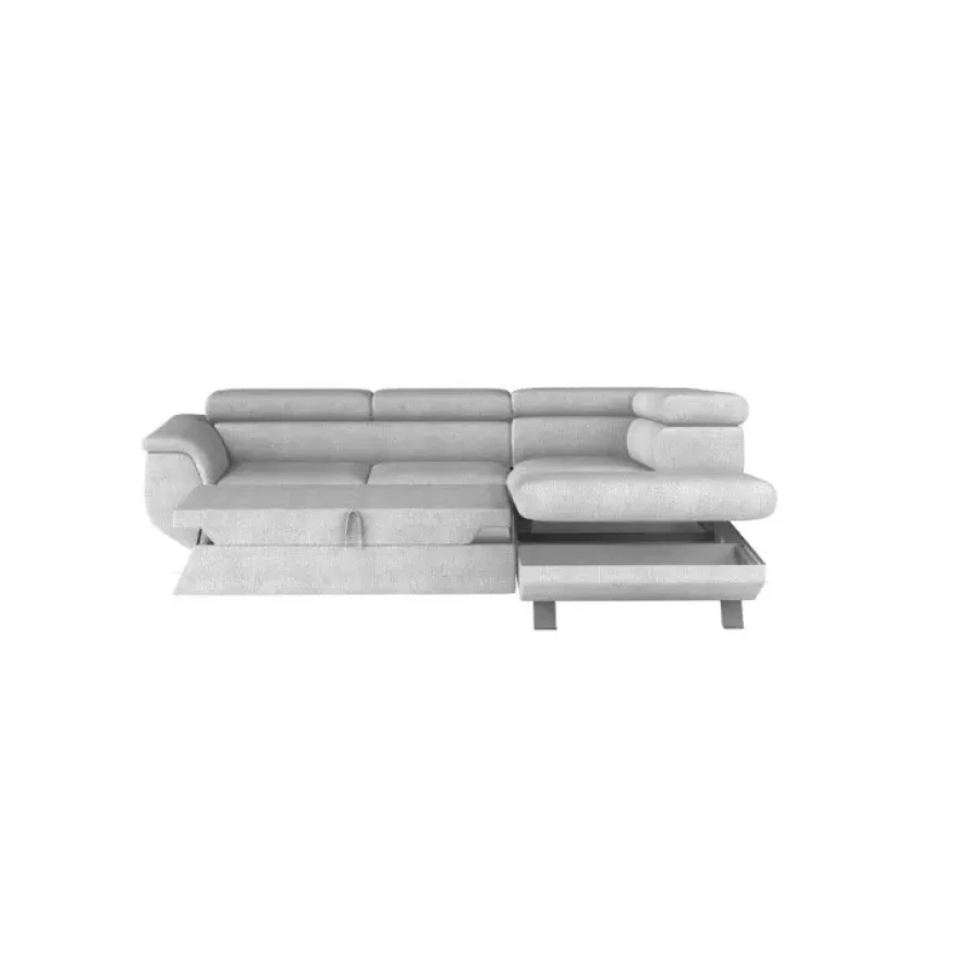 Zagotovite si udobje z moderno sedežno garnituro FENIKS L. Oblazinjena je z blagom v sivi barvi. Sedežna garnitura je vzmetena, ima pomožno ležišče,