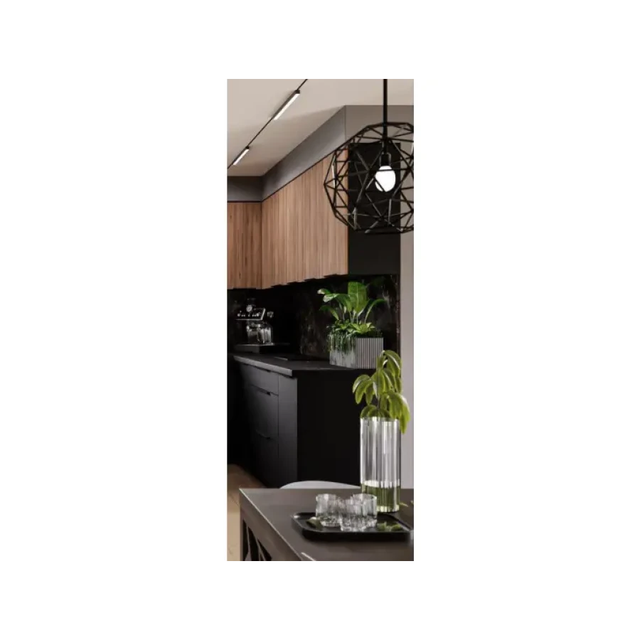 Kuhinjski blok SARA 360 x 325 x 205 cm je kuhinja v kombinaciji črne mat in oreh barve. Kuhinja je izdelana iz oplemenitenih ivernih plošč debeline 16 mm in