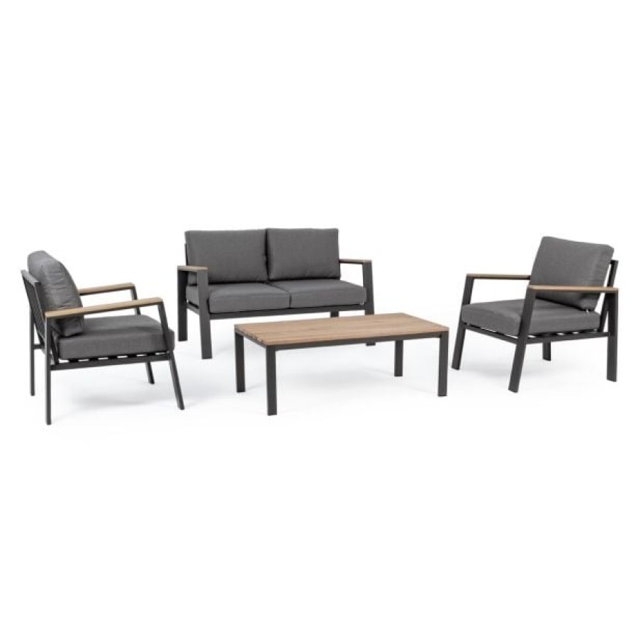 KOVINSKA VRTNA GARNITURA BIZZOTTO BELMAR NAT/CHARC YK13 SOFA SET4 W-CUSH