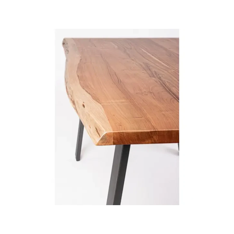 Kuhinjska miza ARON 160X90 je elegantna kuhinjska miza, ki je primerna za vsak prostor. Mizna plošča je narejena iz akacijevega lesa z kovinskimi miznimi