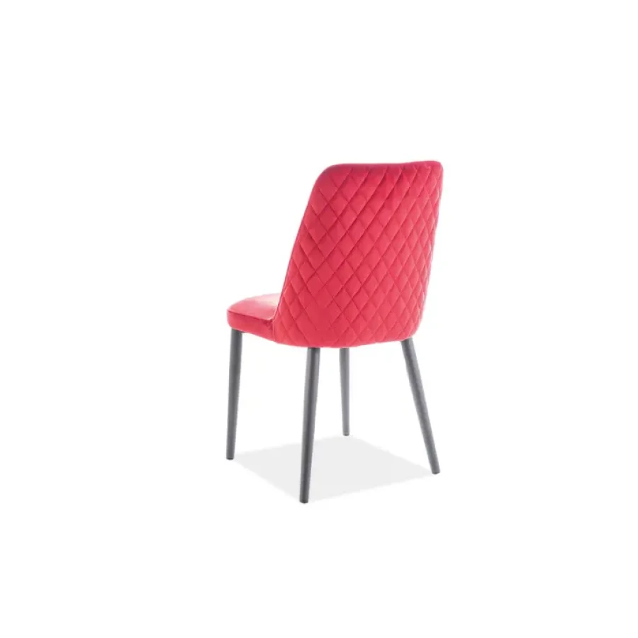Atraktiven stol DARE. Dobiti ga je možno v rdečem blagu. Sedišče stola je iz žametne tkanine, podnožje pa iz kovine v črni mat barvi. Barve stola: -