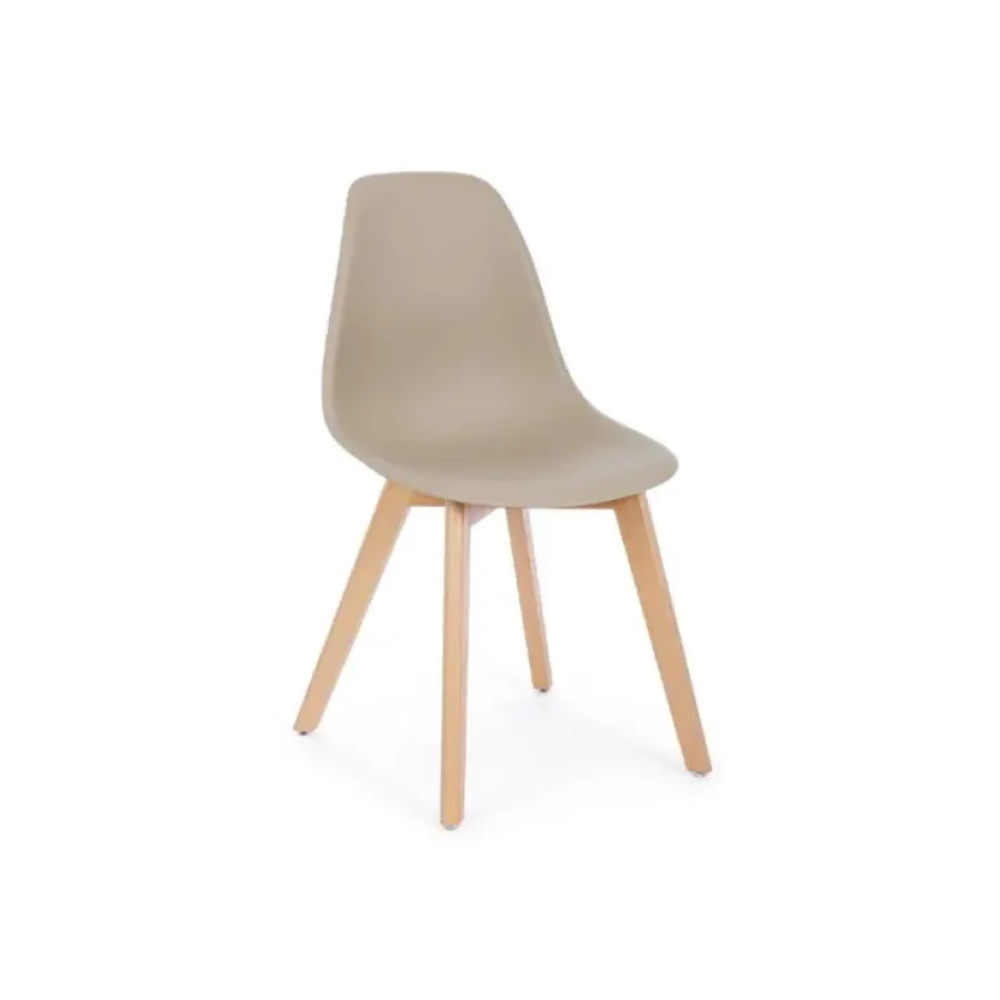 Kuhinjski stol SYSTEM taupe ima bukove noge, sedalni del ter hrbet sta iz plastike. Material: - Bukove noge - Plastični del Barve: - Taupe - Bukev Dimenzije: