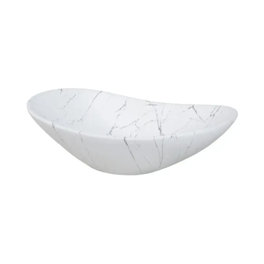 Nadpultni kopalniški umivalnik MERI je narejen iz keramike v beli mat barvi z vzorcom marmorja. Vsaki kopalnici bo dodal izgled elegance ter modernosti.