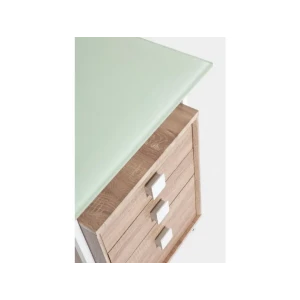 Pisalna miza THOMAS je elegantna pisalna miza, ki je primerna za vsak prostor. Narejena je iz kovinskega okvirja. Mizna plošča je narejena iz kaljenega
