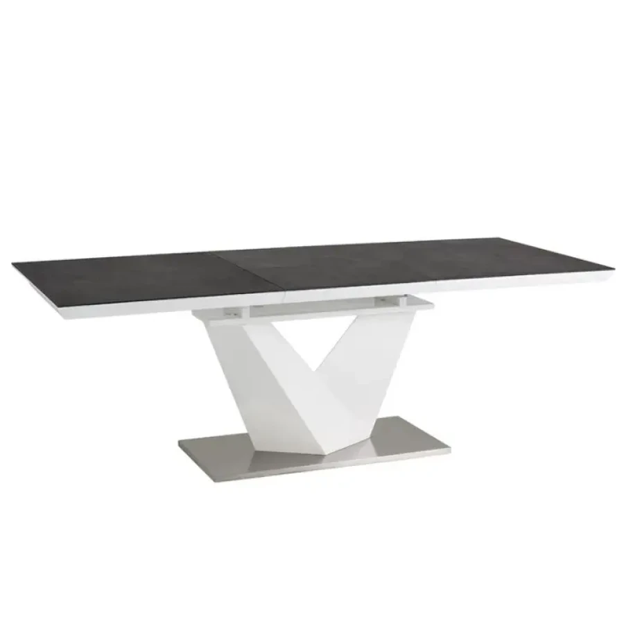 Moderna miza ALEN v kombinaciji barve bela visoki sijaj in sivega stekla, bo prinesla svežino v vaš prostor. Mizo je mogoče dobiti v treh dimenzijah,