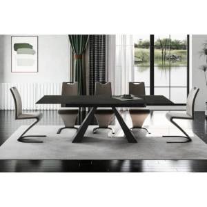 Moderna raztegljiva jedilna miza SALVADOR 3 predstavlja praktičnost in sodobni pristop k ureditvi jedilnega prostora. Mizna plošča je narejena iz kaljenega