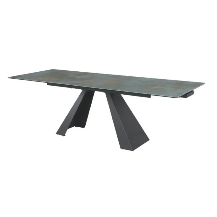 Moderna raztegljiva jedilna miza SALVADOR 4 predstavlja praktičnost in sodobni pristop k ureditvi jedilnega prostora. Mizna plošča je narejena iz kaljenega
