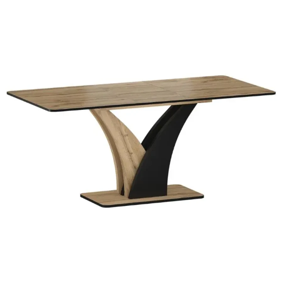 Moderna raztegljiva jedilna miza VENUS predstavlja praktičnost in sodobni pristop k ureditvi jedilnega prostora. Kakor mizna plošča je tudi podnožje mize