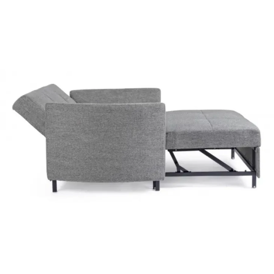 Raztegljivi kavč CLAYTON siva je narejen iz kombinacije kovine ter vezane plošče. Obložen je z dvoslojno poliuretansko peno ki ima prevleko iz 100%