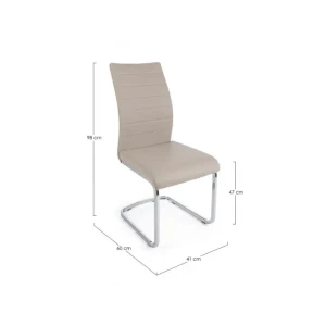 Jedilni stol MYRA PU cappuccino ima noge iz jekla, oblogo pa iz poliuretanske pene ki jo krasi prevleka iz umetnega usnja. Material: - Jeklo - Pena - Umetno