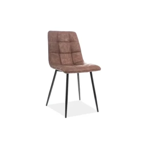 Moderni stol HEMINGWAY je zelo udoben, eleganten in vpadljiv. Naročite ga lahko v rjavi ali sivi barvi umetnega usnja. Noge stola so iz kovine v črni mat