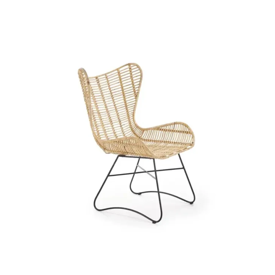 Stol RAMA je narejen iz ratana. Noge stola so kovinske in prašno barvane v črno barvo. Stol je primeren za vsak prostor. Dimenzije: - Š: 69 cm - V: 103 cm -