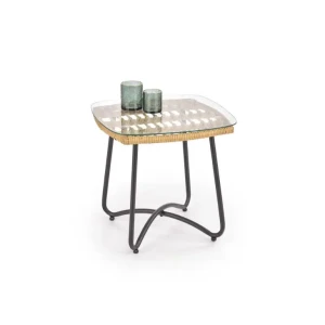 Vrtna miza INDY je primerna za zunanjo uporabo. Dimenzije: širina: 51cm višina: 48cm Material: -umetni ratan -kovina Stoli niso vključeni v ceni.