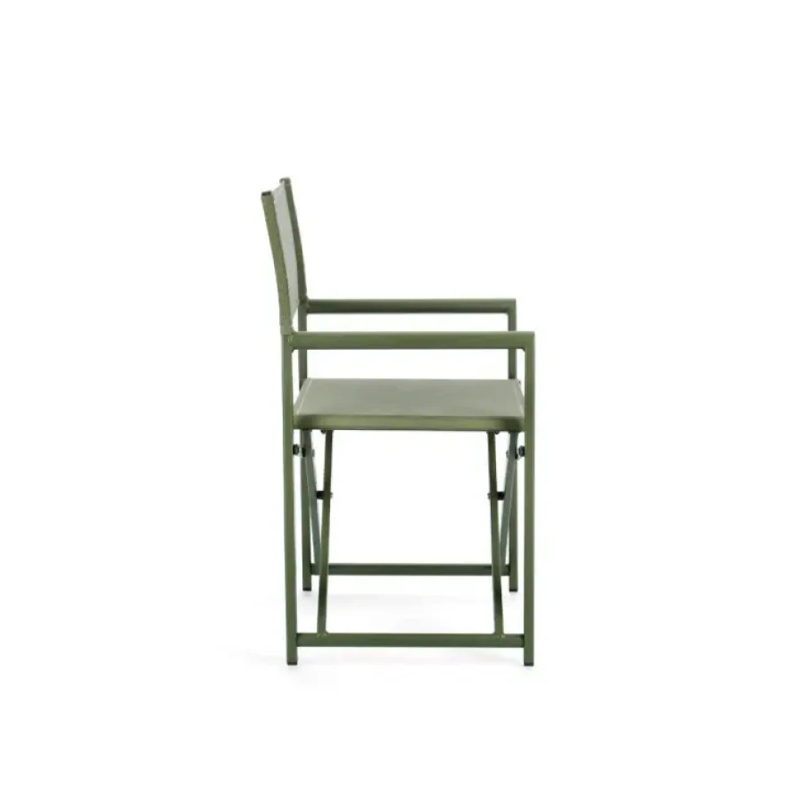 Vrtni stol TAYLOR olivno zelen. Stol ima aluminijasto konstrukcijo, okovje pa iz jekla. Sedež in naslon za hrbet sta iz tekstila. Stol je zložljiv. Barva: -