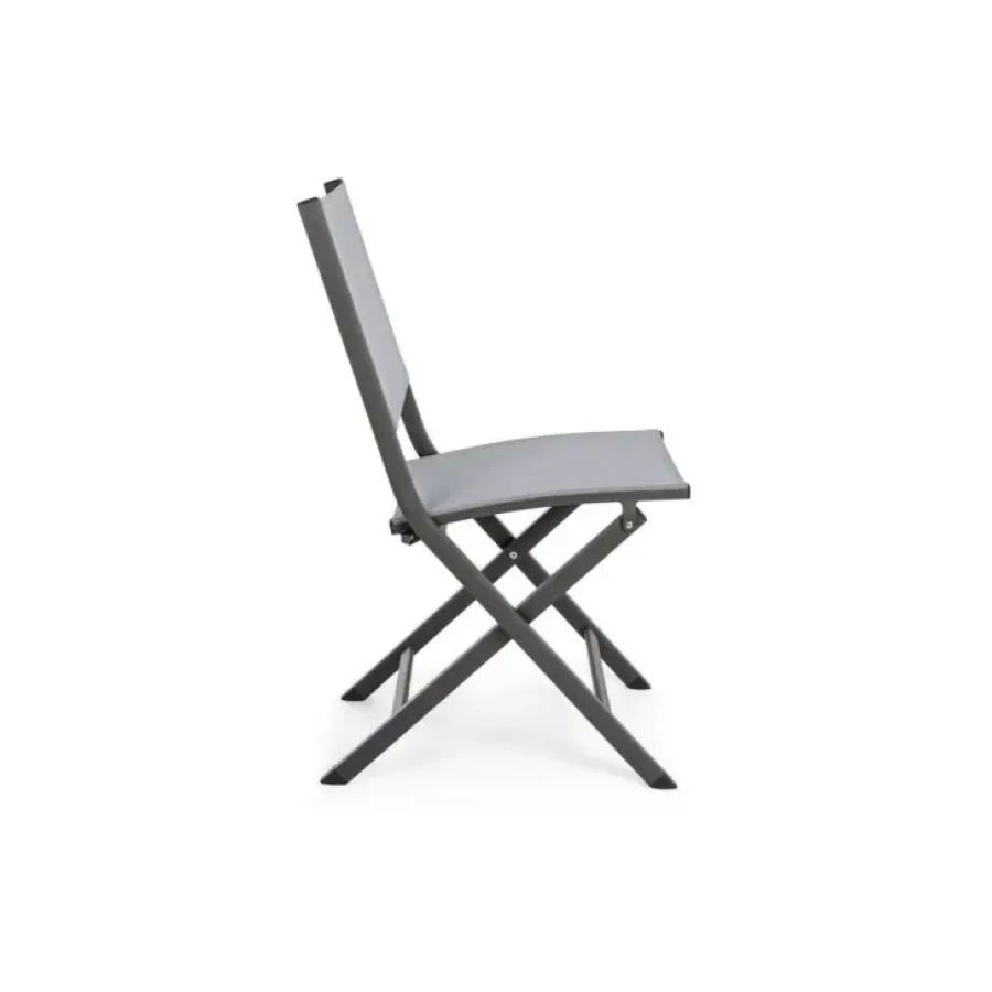 Zložljivi vrtni stol ELI antracit je narejen iz aluminija in je prašno barvan (poliester). Hrbet in sedež sta iz tekstila. Material: - Aluminij - Tekstil
