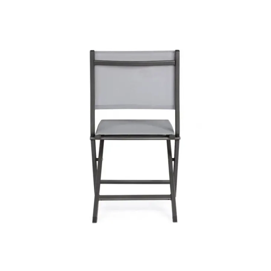 Zložljivi vrtni stol ELI antracit je narejen iz aluminija in je prašno barvan (poliester). Hrbet in sedež sta iz tekstila. Material: - Aluminij - Tekstil