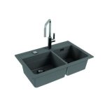 GRANITAL POMIVALNO KORITO ALVEUS ATROX 50, CONCRETE G81 790X500 MM - slika 2