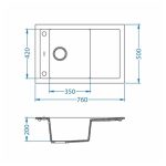 GRANITAL POMIVALNO KORITO ALVEUS FORMIC 30, G05M TWILIGHT 760X500 MM - slika 3