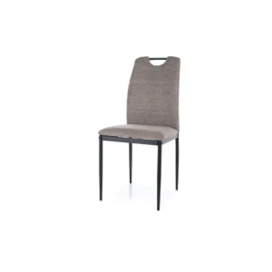 Jedilni stol RIKO ima podnožje iz kovine v črni mat barvi. Sedalni del je iz tkanine. Jedilni stol je praktičen za premikanje, saj ima zgoraj držalo.