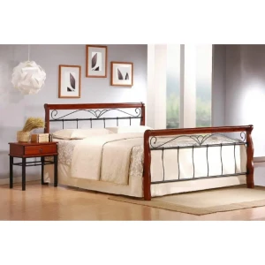 Kovinska postelja VENECIJA dimenzije 140x200 cm. Postelja je narejena iz lesa in kovine, v črni kovini ter češnja antika lesu. Barva: - Črna / Češnja