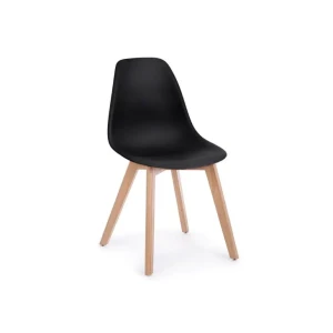 Kuhinjski stol SYST črna ima bukove noge, sedalni del ter hrbet sta iz plastike. Material: - Bukove noge - Plastični del Barve: - Črna - Bukev Dimenzije: