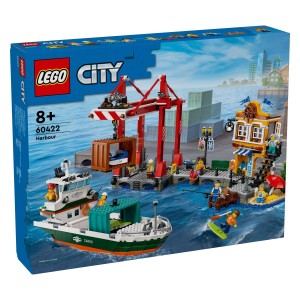 Igralni komplet z morsko obalo in luko. V otroško igro vnesi udobje in sproščenost s kompletom igrače za sestavljanje LEGO® City Obmorska luka s tovorno ladjo (60422) za starost 8+. Otroci lahko uporabijo žerjav