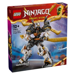 Največja igrača NINJAGO® titan robotski oklep doslej.              Zakorakaj v bitko s Coleovim titanskim zmajskim robotskim oklepom! Turnir Izvora se je začel in elementarni mojster vodi robotski oklep iz pilotske kabine v njegovi glavi. Lahko se vzpne pod nebo na krilih v obliki rezil zmajskega robotskega oklepa ali se spopade s sovražnikom z velikim mečem. Tudi Cole se lahko zapodi v bitko in je oborožen z 2 katanama. Bo ninja zmagal v areni?                       • Z robotskim oklepom otroci poustvarijo akcijo iz 2. sezone TV-serije NINJAGO® Vzpon zmajev• Robotski oklep z nastavljivimi udi