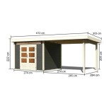 LESENA HIŠKA KARIBU KANDERN 6 + MONTAŽNA STREHA 3,20M BARVA LESA 274X274X222 - slika 3