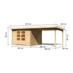 LESENA VRTNA HIŠKA KARIBU BASTRUP 5 + MONTAŽNA STREHA 3M BARVA LESA 297X297X222 - slika 2