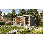 LESENA VRTNA HIŠKA KARIBU SCHÖNBUCH 2 228X426X276 SIVA