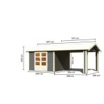 LESENA VRTNA HIŠKA KARIBU THERES 7 S TERASO 300X250X300+320 SIV 28MM - slika 2