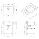 NERJAVNO POMIVALNO KORITO ALVEUS KOMBINO 50, SATIN 500X400 MM - slika 3