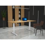 PISALNA DVIŽNA MIZA MS VISCOM S PLOŠČO EGGERCORBRIDGE HRAST - 1800 X 800 MM, BELO PODNOŽJE - slika 2