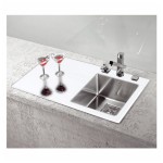 STEKLENO POMIVALNO KORITO ALVEUS CRYSTALIX 10, DESNO, BELA 860X540 MM - slika 2