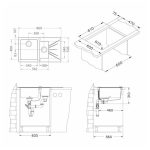 STEKLENO POMIVALNO KORITO ALVEUS KARAT 20, LEVO, ČRNA 860X500 MM - slika 2