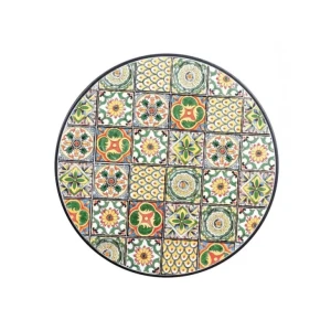 Vrtna miza NAXOS TO D60 ima keramični top in jekleni okvir. Material: - Jekleni okvir - Kermični top Barva: - Črni okvir - Keramični vzorci Dimenzije: