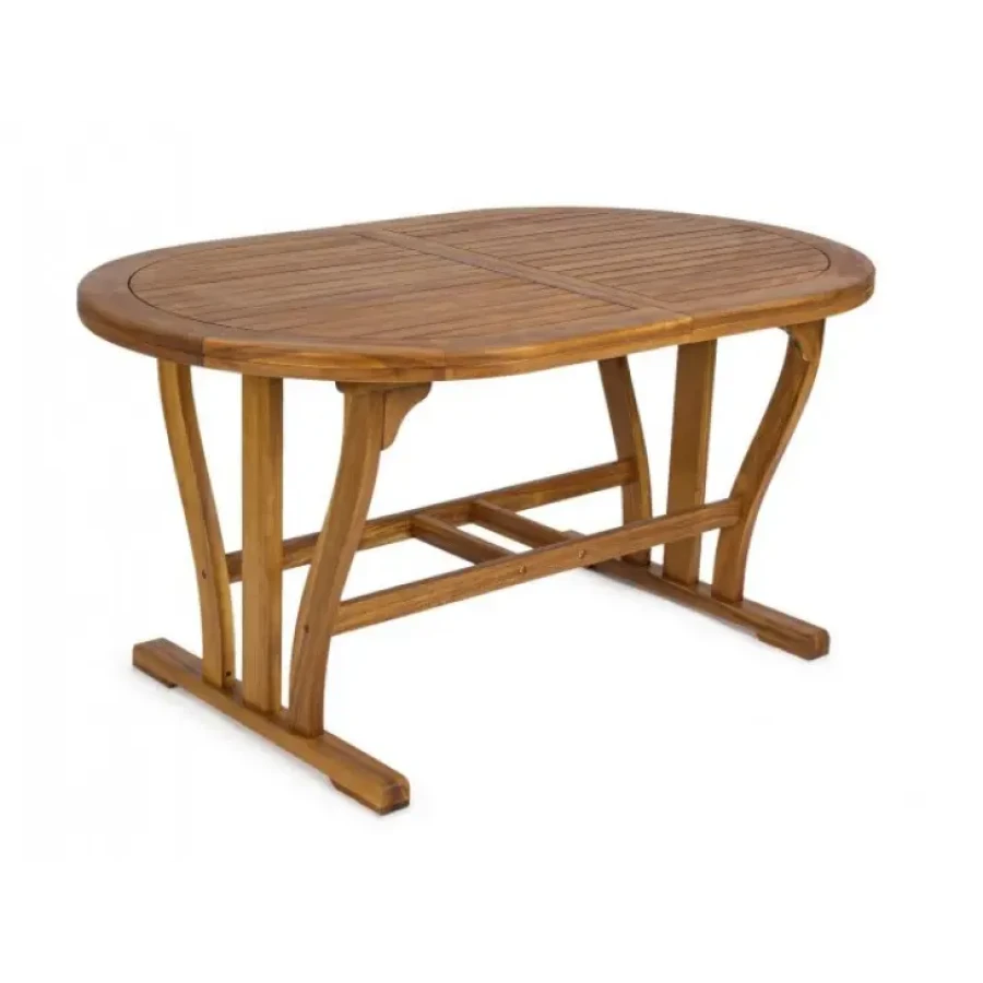 Vrtna raztegljiva miza NOEMI OV 150-200X90 je narejena iz lesa in čez ima oljno oblogo. Material: - Les Barva: - Akacijev les Dimenzije: širina: 150-200cm