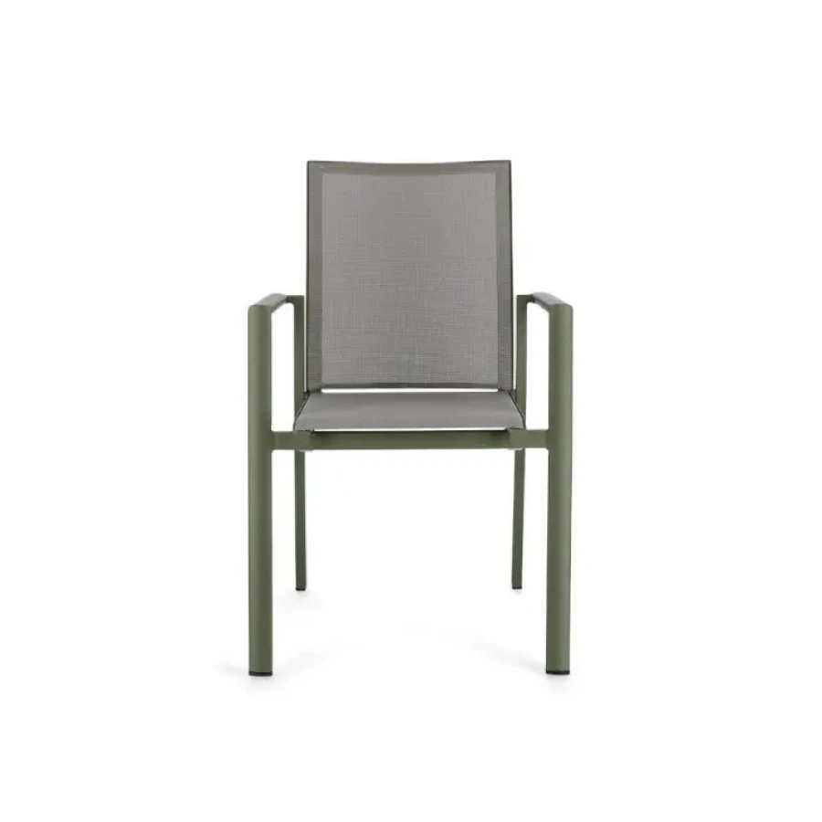 Vrtni stol KONNOR v zeleni barvi, je popoln stol za vašo okolico. Okvir stola je narejen iz aluminija. Sedež in hrbet je narejen iz takstila. Dimenzije: