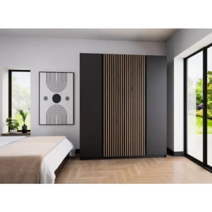 Garderobna omara DALILA 1 200 cm ima moderen dizajn. Narejena je iz laminirane plošče debeline 16 mm. Garderobna omara je zelo prostorna, saj ima veliko