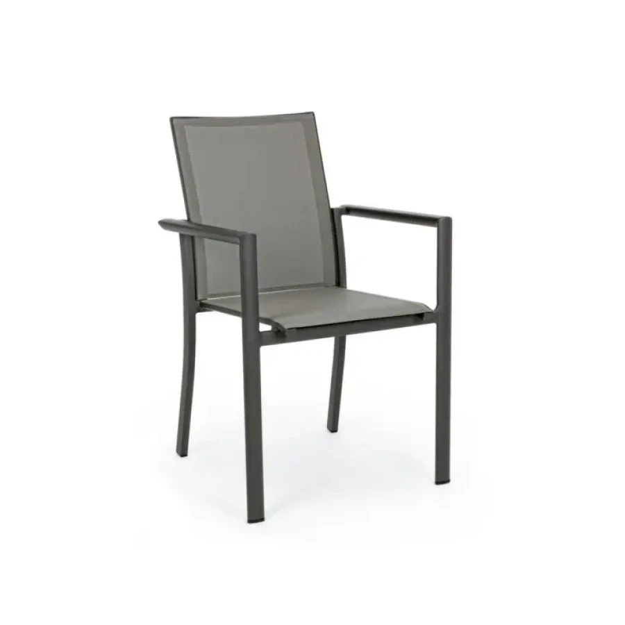 Vrtni stol KONNOR črna, je eleganten vrtni stol, ki popestri vašo okolico. Okvir stola je narejen iz aluminija, sedež in hrbet pa je narejen iz tekstila.