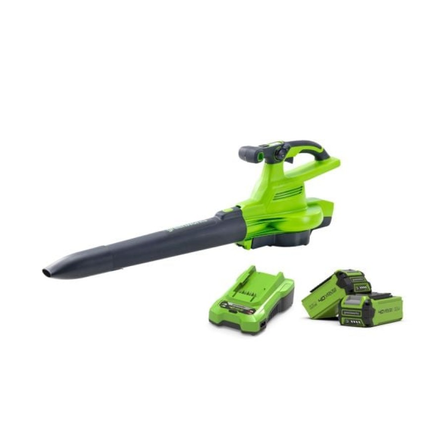 AKUMUL. SESALNIK/PUHALNIK GREENWORKS 40V SESALNIK 2X 2 AH Z BATERIJO IN POLNILNIKOM