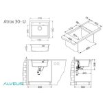 GRANITAL POMIVALNO KORITO ALVEUS ATROX 30, ARCTIC-G11 590X500 MM - slika 3