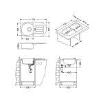 GRANITAL POMIVALNO KORITO ALVEUS NIAGARA 40, CARBON-G91 775X435 MM - slika 2