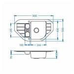 GRANITAL POMIVALNO KORITO ALVEUS NIAGARA 60, G55 BEIGE 900X500 MM - slika 2