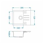 GRANITAL POMIVALNO KORITO ALVEUS ROCK 30, G55 BEIGE 595X475 MM - slika 3